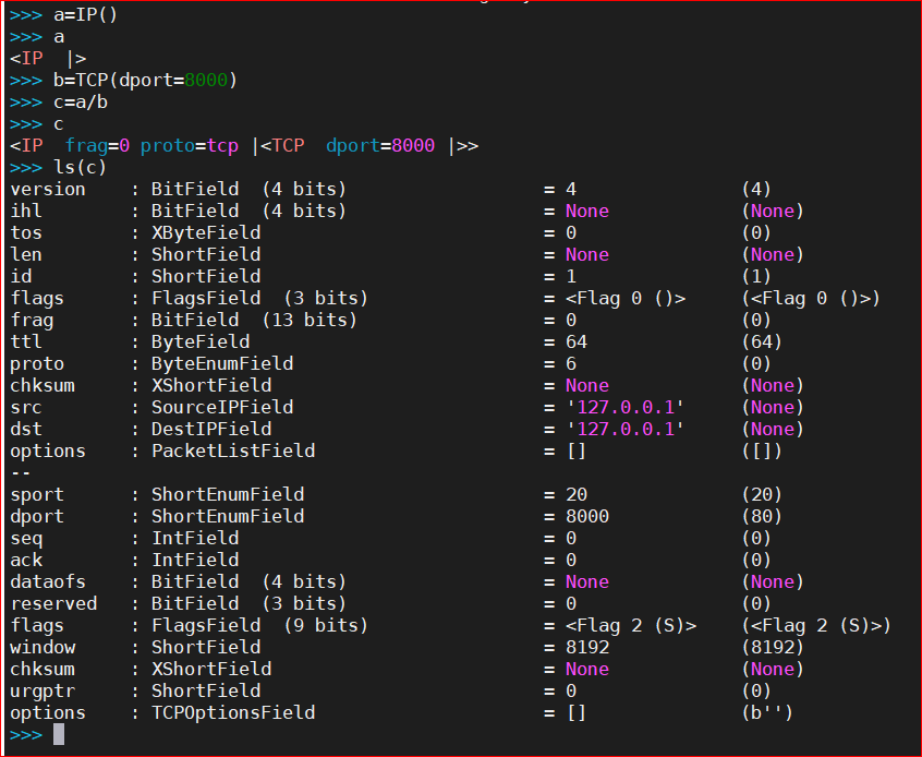 A SCAPY package components